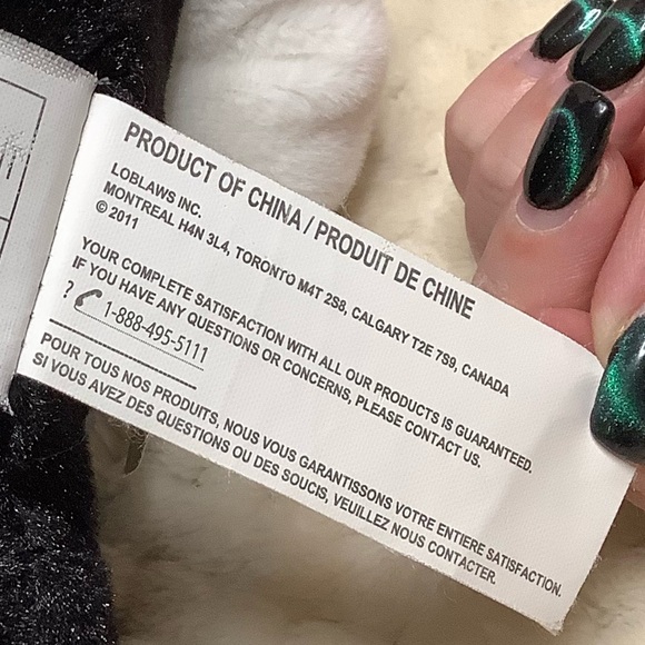 Loblaws Black and White Plush Puppy Dog with Red Heart Ribbon Stuffed Animal Toy - Picture 11 of 14